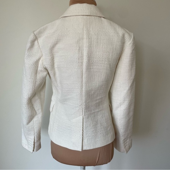 Theory Cotton Textured Brince Newdale Bonded Warm Ivory Blazer H0104108 EUC Sz 2 - Picture 5 of 12